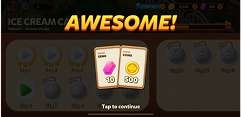 Success screen with rewards and Awesome title