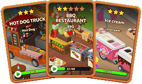 Cards with ratings of game levels