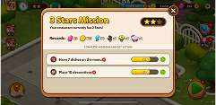 Mission card with 3-star objectives and rewards
